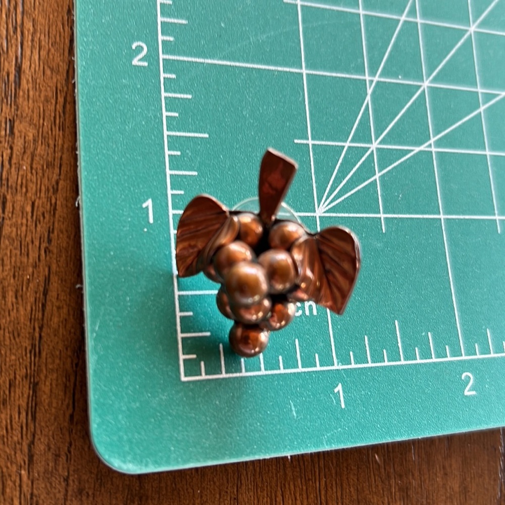 Mid Century Vintage Copper Grape Cluster Earrings Gre… Gem